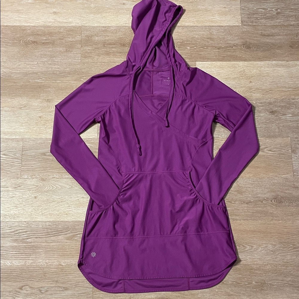 Athleta Vibrant Purple Long Sleeve Hooded Dress